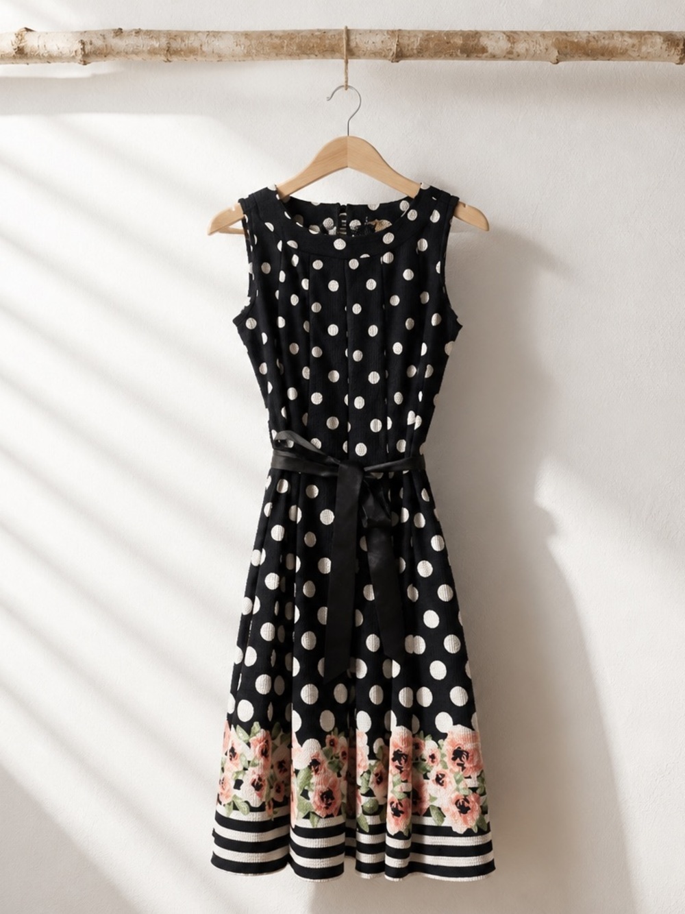 Haani Polkadot Floral Flare Dress